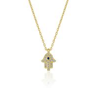 Spero London Women's Hamsa Hand Necklace Sterling Silver With Blue Stone in Gold Spero London Gold One Size