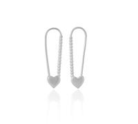 Spero London Women's Heart Beaded Safety Pin Sterling Silver Earring Spero London Silver One Size