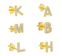 Spero London Women's Initial Letter Stud Earring Sterling Silver in 18K Gold Plated - Single | Size: K Spero London Gold K