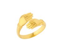 Spero London Women's New Hug Ring With Hands Sterling Silver & Gold Plated Spero London Gold One Size