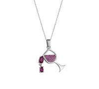 Spero London Women's Red Wine Glass Sterling Silver Necklace Spero London Silver One Size