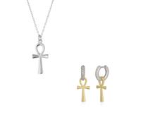 Spero London Women's Sterling Silver Egyptian Ankh Necklace & Earring Set Spero London Silver One Size