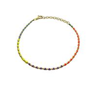 Spero London Women's Sterling Silver Enamel Mine Beaded Colourful Rainbow Bracelet | Size: 18 inches Spero London Multicolor 18 inches