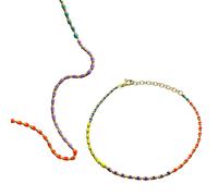 Spero London Women's Sterling Silver Enamel Mine Beaded Colourful Rainbow Necklace & Bracelet Set in Gold Spero London Gold One Size