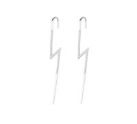 Spero London Women's Sterling Silver Lightning Bolt Ear Crawler With White Gemstones - Pair Spero London Silver One Size