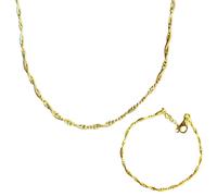 Spero London Women's Twisted Beads Sterling Silver Chain Necklace & Bracelet Set in Gold Spero London Gold One Size