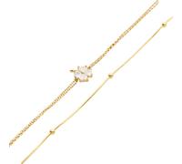 Spero London Women's White Clover Bracelet & Italian Bead Chain Bracelet Layering Set in Gold Spero London Gold One Size