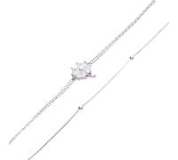 Spero London Women's White Clover Bracelet & Italian Bead Chain Bracelet Layering Set in Silver Spero London Silver One Size
