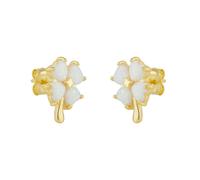 Spero London Women's White Opal Four Leaves Clover Sterling Silver Stud Earring in Gold Spero London Gold One Size