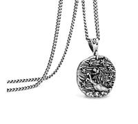 Speroto Leo Necklace Zodiac Necklace for Men, Stainless Steel 12 Constellation Mens Necklace, Horoscope Astrology Embossed Pendant Necklace, Ideal Gifts for Women and Men(Vintage Silver,Leo)