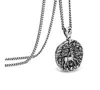 Speroto Zodiac Necklace for Men, Stainless Steel 12 Constellation Mens Necklace, Horoscope Astrology Embossed Pendant Necklace, Ideal Gifts for Women and Men(Vintage Silver,Sagittarius)