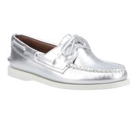 Sperry Authentic 2 Eye Leather WoMens Silver Boat Shoes - Size UK 6.5