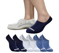 Sperry Men's 6 Pack Arch Hugger No Show Socks, Non-Slip Loafer Socks for Boat Shoes, Low Cut Invisible Liner with Heel Grip, Blue Multi, 37.5-46 EU