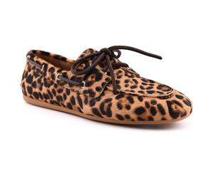 Sperry Slimboat Leather Womens Leopard Standard Boat Shoes - Tan - Size UK 3.5