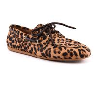 Sperry Slimboat Leather Womens Leopard Standard Boat Shoes - Tan - Size UK 4.5