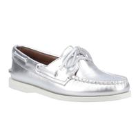 Sperry Women's Female Authentic 2 Eye Boat Shoe, Silver, 6.5, UK