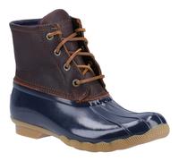 Sperry Unisex Saltwater Duck Faux Leather Tan/Navy Wellington Boots - Size UK 6.5