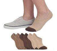 Sperry Women’s 6-Pack Super No Show Socks - Moisture-Wicking, Lightweight, No Slip Invisible Low Cut Liner Socks for Sneakers, Brown Multi, 3.5-9 UK