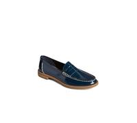 Sperry Women's Seaport Penny Sneaker, Navy Crinkle Patent, 6.5 Wide