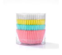 Spesh 100 Pcs Cupcake Cases for Baking, Pastel Paper Cupcake Baking Cups Standard Size Muffin Liners for Birthday Parties Baby Shower(White+Yellow+Cyan+Pink)