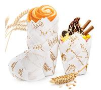Spesh 100 PCS Tulip Cupcake Cases for Baking Paper Muffin Liners Tulip Cupcake Baking Cups for Weddings Birthdays Parties(White & Gold)