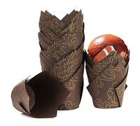 Spesh 100 PCS Tulip Cupcake Cases for Baking Paper Muffin Liners Tulip Cupcake Baking Cups for Weddings Birthdays Parties(Coffee)