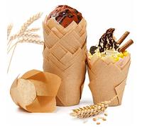 Spesh 100 PCS Tulip Cupcake Cases for Baking Paper Muffin Liners Tulip Cupcake Baking Cups for Weddings Birthdays Parties(Log)
