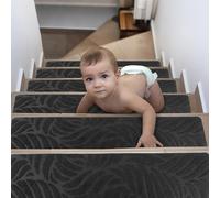 Spesh 15 Pack Stair Treads Carpet 76x20cm Non-slip Indoor Stair Pads Self Adhensive Staircase Safety Mats for Kids Pets Elders (Pattern-B, Grey)