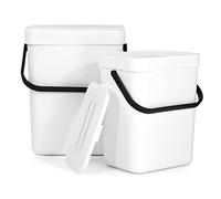 Spesh 2 Pcs (3L+5L) Food Waste Bins Hanging Trash Cans with Lid Small Food Waste Caddy Under Sink Bins for Kitchen, Bathroom, Office(White)