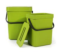 Spesh 2 Pcs (3L+5L) Food Waste Bins Hanging Trash Cans with Lid Small Food Waste Caddy Under Sink Bins for Kitchen, Bathroom, Office(Green)
