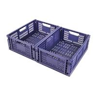 Spesh 2 Pcs Collapsible Storage Boxes Stackable Storage Baskets Folding Plastic Crates Foldable Crate Bins with Handles for Desk,Shelf,Cupboard(Blue, 40*30*15cm)