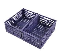 Spesh 2 Pcs Collapsible Storage Boxes Stackable Storage Baskets Folding Plastic Crates Foldable Crate Bins with Handles for Desk,Shelf,Cupboard(Blue, 30 * 20 * 12cm)