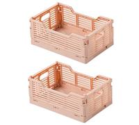 Spesh 2 Pcs Collapsible Storage Crates Stackable Folding Crates Storage Boxes Plastic Foldable Baskets for Office Home(Pink, 22 * 15 * 9cm)