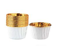 Spesh 50 Pcs Cupcake Cases Disposable Muffin Liners Foil Cupcake Cups Oil Proof Baking Cups for Birthday,Wedding,Christmas(White-Gold)