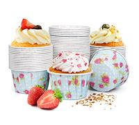 Spesh 50 Pcs Paper Cupcake Cases Disposable Cupcake Baking Cups Non-Stick Muffin Liners for Wedding,Birthday,Anniversary(Flower)