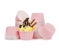 Spesh 50 Pcs Paper Cupcake Cases Small Muffin Cases for Baking Disposable Cupcake Baking Cups for Weddings, Christmas, Birthday(Light Pink)