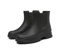 Spesh Ankle Wellies for Women, Waterproof Women's Short Rain Boots Chelsea Boots Short Wellington Boots for Women(Black)