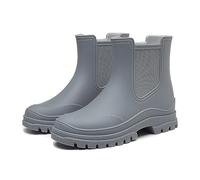 Spesh Ankle Wellies for Women, Waterproof Women's Short Rain Boots Chelsea Boots Short Wellington Boots for Women(Grey)