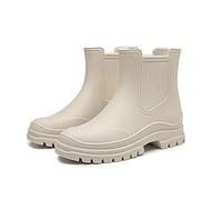 Spesh Ankle Wellies for Women, Waterproof Women's Short Rain Boots Chelsea Boots Short Wellington Boots for Women(Beige)