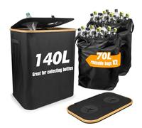 Spesh Bottle Collector Bin with Lid, 140L Large Capacity Empty Bottle Compartment Bin Indoor Home Deposit Bottle Collector for Cans(Black)