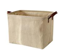 Spesh Jute Storage Basket with Handles, 38 * 27 * 28cm Collapsible Natural Woven Organiser Box Square Jute Storage Bin for Shelves Bathroom Wardrobes(Wave Texture)
