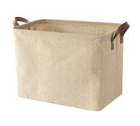 Spesh Jute Storage Basket with Handles, 38 * 27 * 28cm Collapsible Natural Woven Organiser Box Square Jute Storage Bin for Shelves Bathroom Wardrobes(Square Texture)