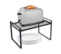 Spesh Kitchen Cupboard Shelf Organiser 33x21x18cm Countertop Storage Shelf Insert Tabletop Metal Spice Rack for Kitchen Bedroom Bathroom(Black)