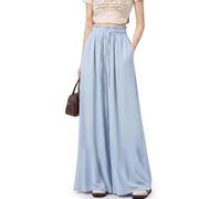 Spesh Wide Leg Trousers for Women Elastic High Waist Summer Ladies Loose Fit Pants Casual Lounge Trousers with Pockets(Light Blue, L)