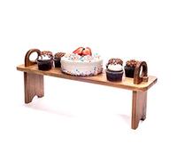 SPEShh Acacia Wooden Serving Board on Stand - Raised Wood Serving Trays Platter - Home Kitchen Countertop Organizer Shelf & Large Charcuterie Tray for Cheese Party Food 21.5 X 6 x 8.7 inches