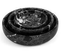 SPESHSTONES Marble Bowls Set of 3 Handmade Black Small Decorative Mixing Plates and Bowl for Dark Soy Sauce Serving, Storage & Kitchen Essentials - Stone Dishes Sets for Dining Table Decor
