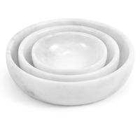 SPESHSTONES Marble Bowls Set of 3 Handmade White Small Decorative Mixing Plates and Bowl for Dark Soy Sauce Serving, Storage & Kitchen Essentials - Stone Dishes Sets for Dining Table Decor