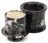 SPESHSTONES Marble Butter Keeper White Cover Pot Handmade French Butter Storage - Crock Keeper for Kitchenware (Black, One Size)