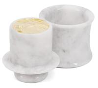 SPESHSTONES Marble Butter Keeper with Lid 4 Inch White Handmade Stone Butter Dish for Gifts & Kitchen Counter Decor - French Butter Crock with Water and Butter Container - Spreadable Butter Holder