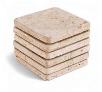 SPESHSTONES Marble Coaster Set 3.75 Inch Square Drink Coasters Set of 6 for Coffee Table Décor, Stone Coasters for Drinks